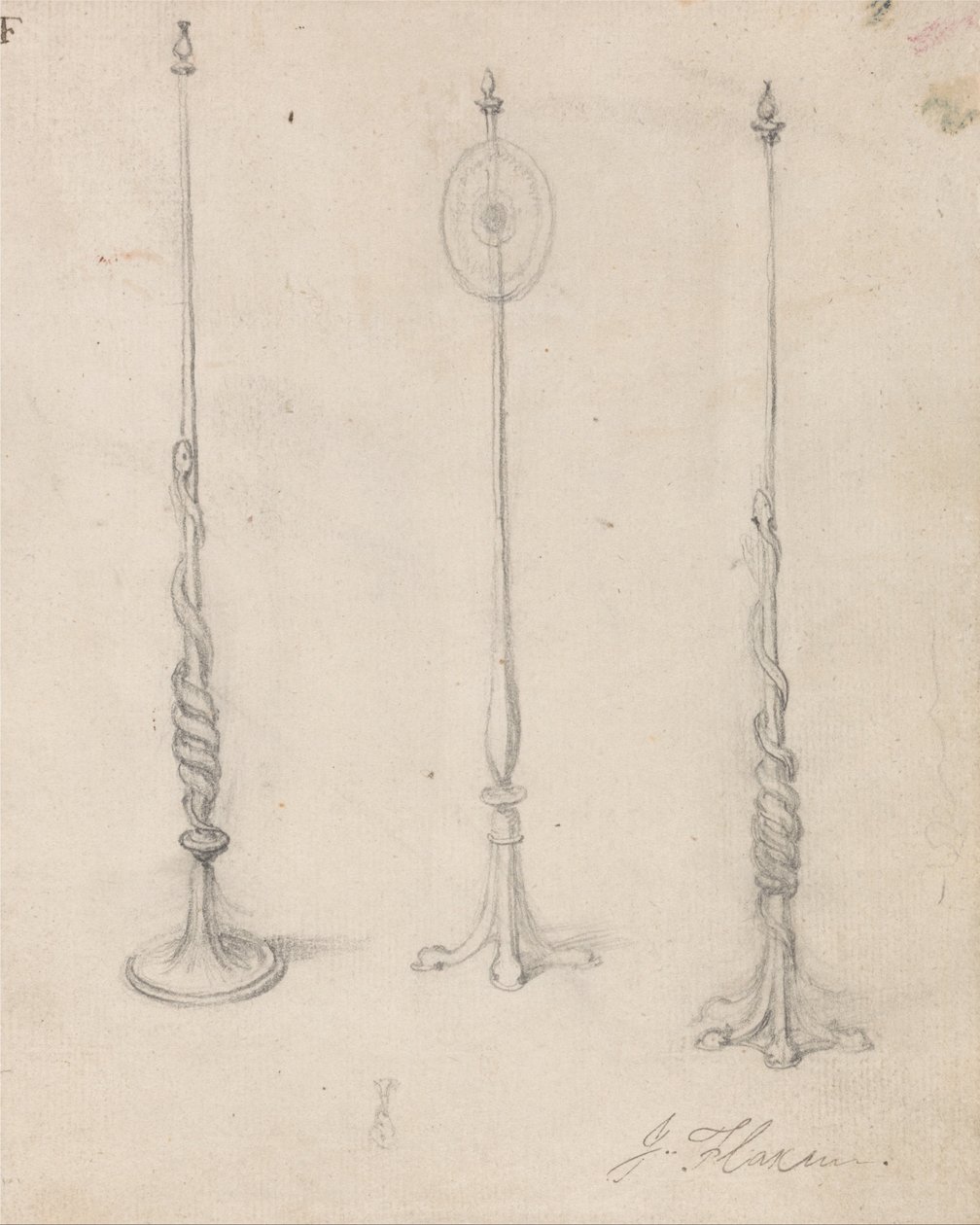 Studie av tre lysestaker av John Flaxman