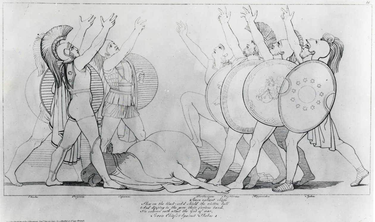 De syv mot Theben, 1795 av John Flaxman