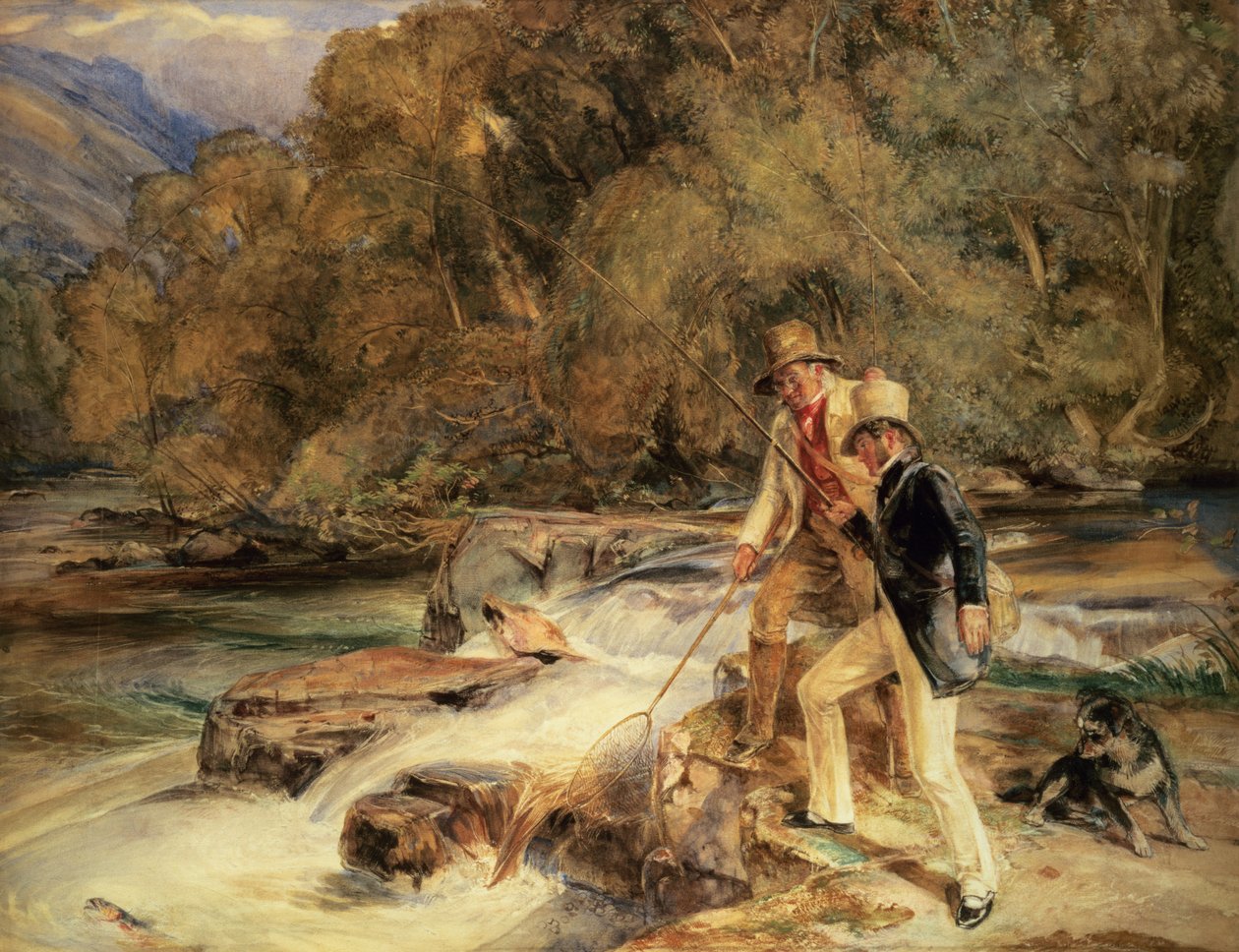 Landseer og Lewis Fishing av John Frederick Lewis