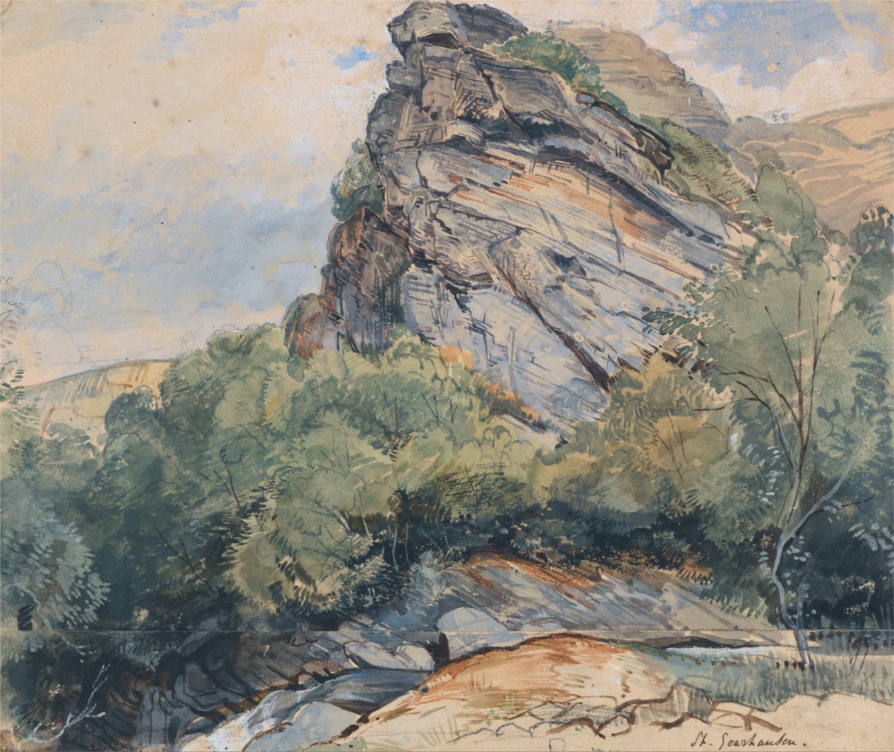 St. Goarshausen på Rhinen mellom Koblenz og Mainz av John Frederick Lewis