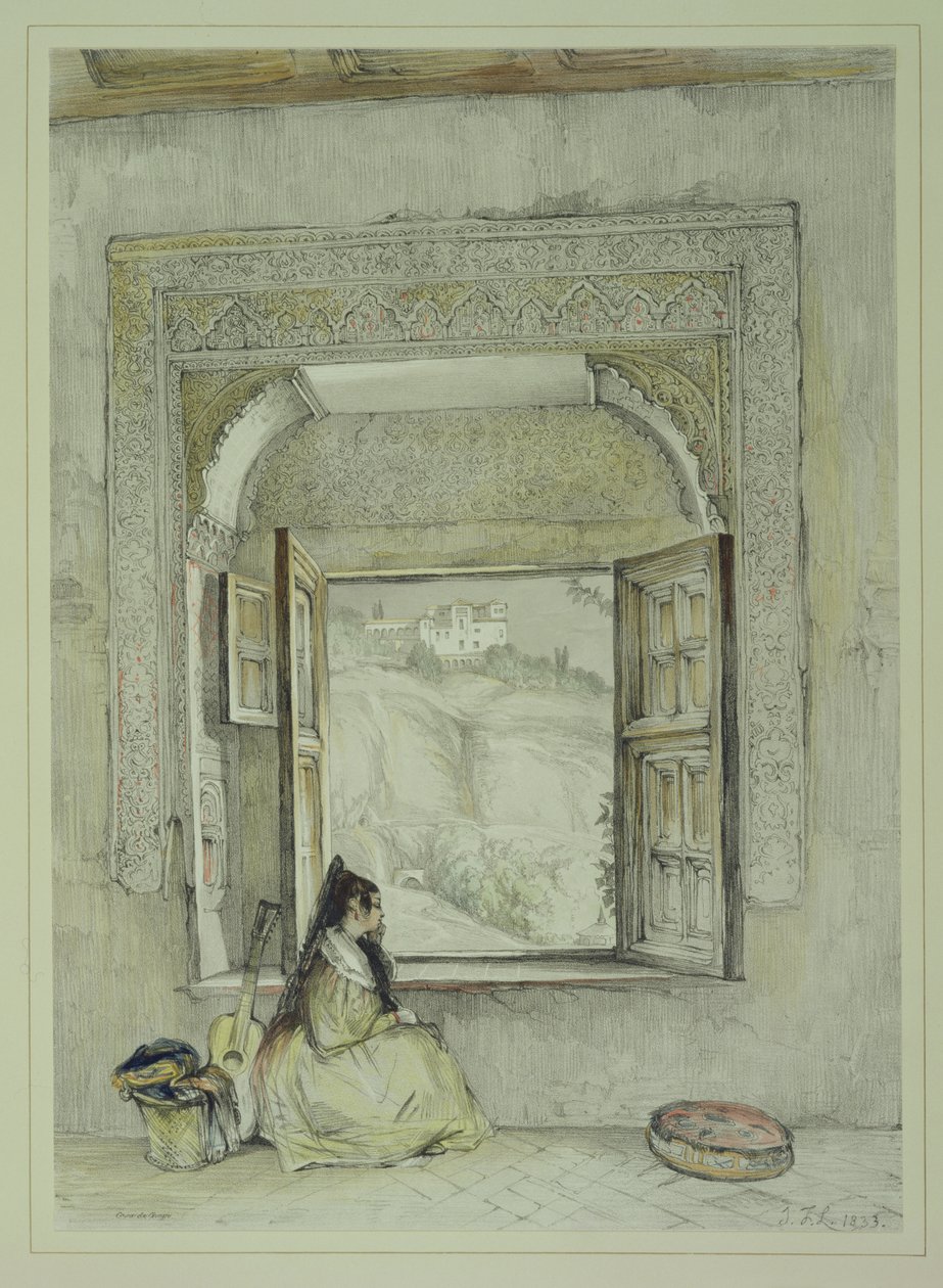 The Palace of the Generalife, fra Casa de Chapi, fra 'Sketches and Drawings of the Alhambra', gravert av William Gauci (fl.1825-54), 1833 av John Frederick Lewis