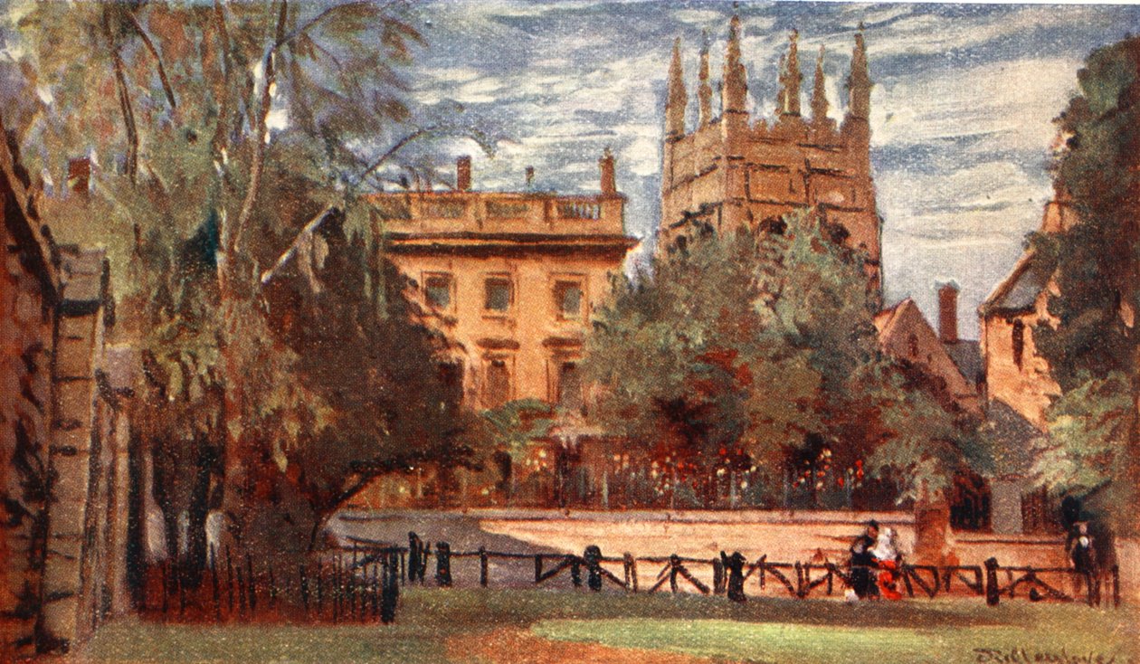 Corpus Christi College og Merton Tower, fra Christ Church Meadows, 1903 av John Fulleylove