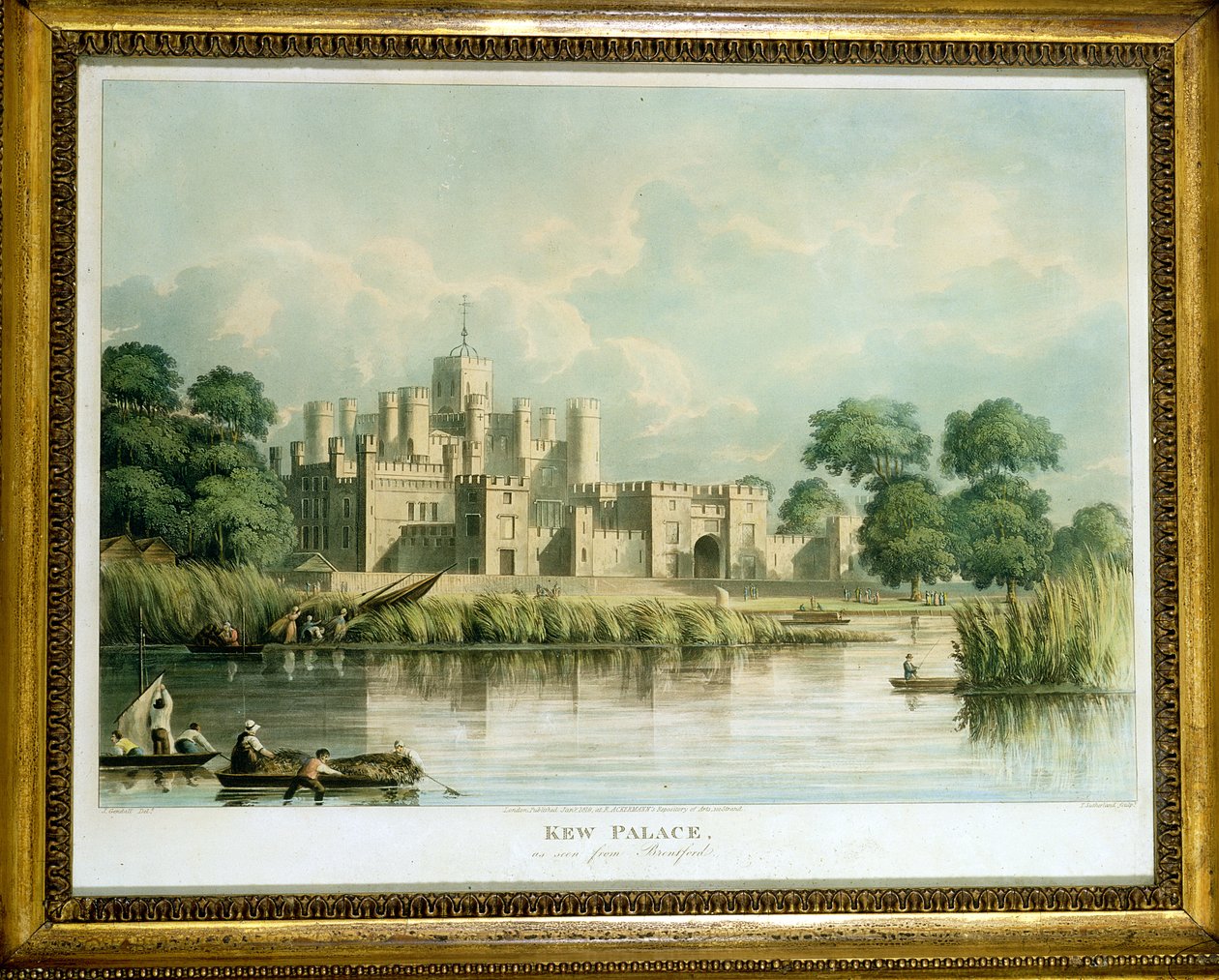 Kew Palace sett fra Brentford, gravert av Thomas Sutherland (f.1785) publisert i 1819 av John Gendall
