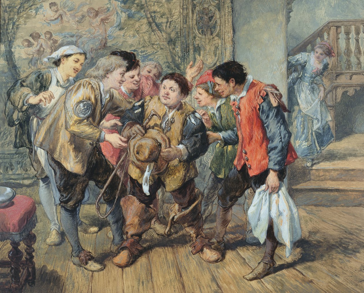 Grumio kunngjør Petrucchios tilnærming, 1864 av John Gilbert