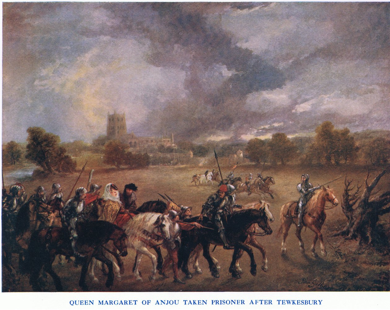 Dronning Margaret av Anjou tatt til fange etter Tewkesbury, fra Cassells History of the British People utgitt av Waverley Book Company Limited, ca. 1940 av John Gilbert