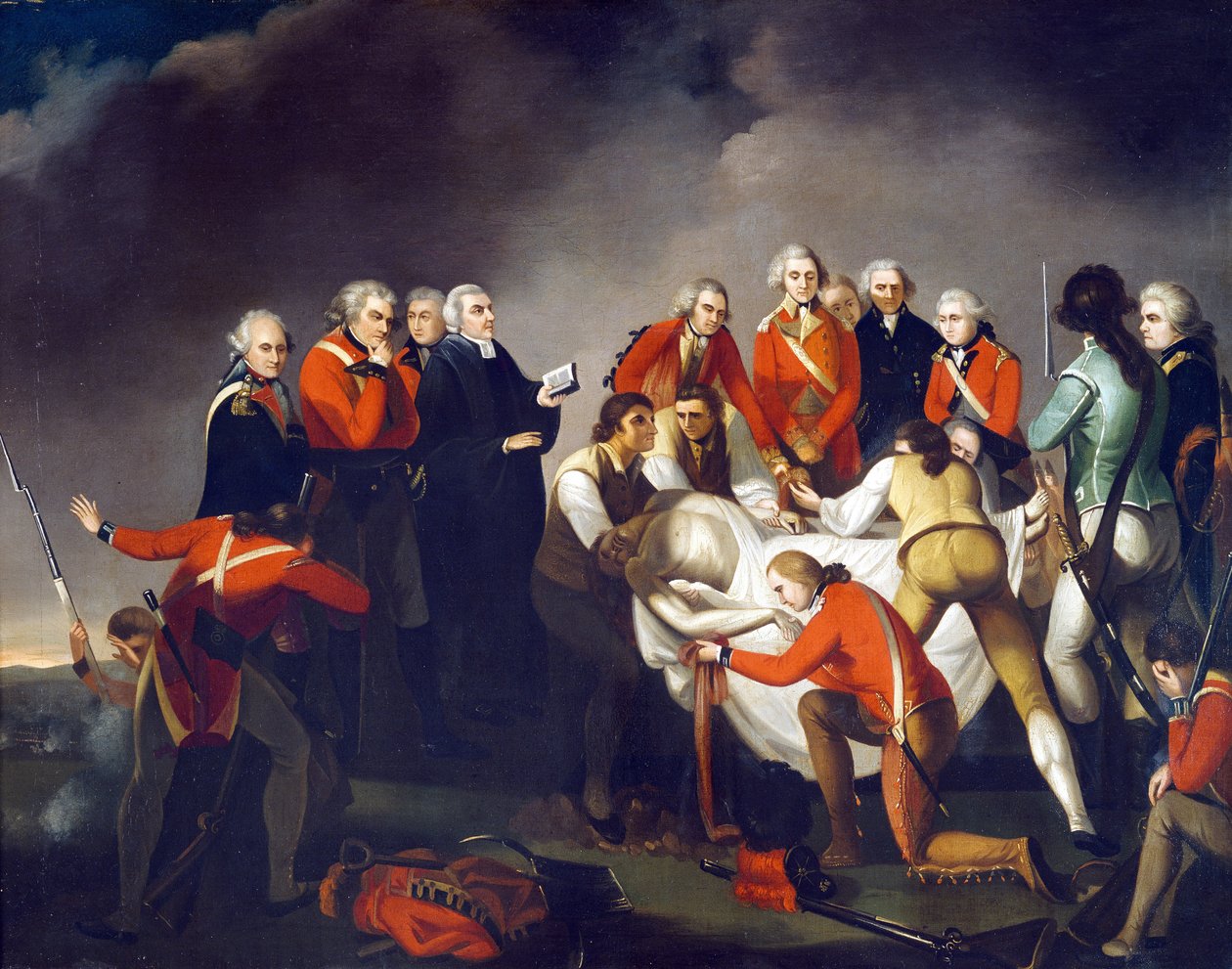 Begravelsen av general Simon Fraser (1729–77) etter slaget ved Saratoga i 1777, ca. 1800 av John Graham