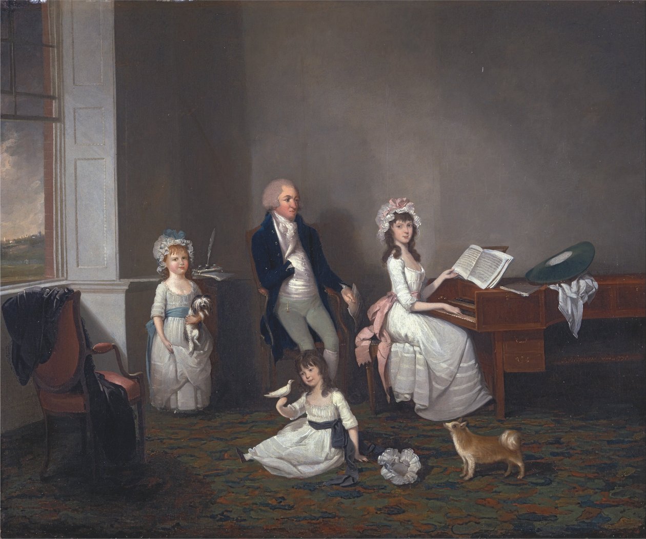 John Richard Comyns fra Hylands, Essex, med His Daughters av John Greenwood