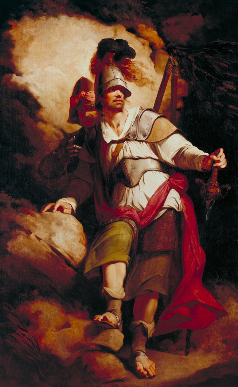 Sir Artegal, rettferdighetsridderen, med Talus, Iron Man (fra Spensers `Faerie Queene) av John Hamilton Mortimer