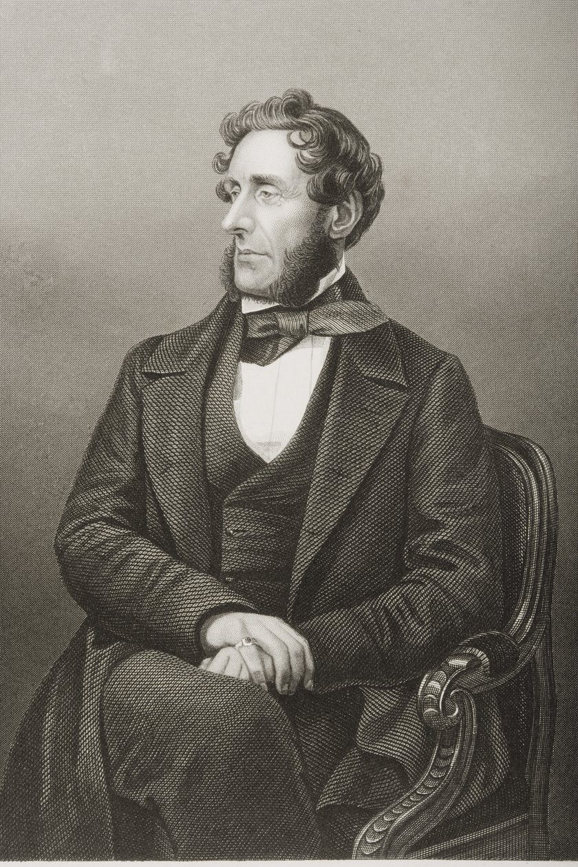 Anthony Ashley Cooper (1801-85) 7. jarl av Shaftesbury, gravert av DJ Pound fra et fotografi, fra 'The Drawing-Room of Eminent Personages, Volume 2', publisert i London, 1860 av John Jabez Edwin Paisley Mayall