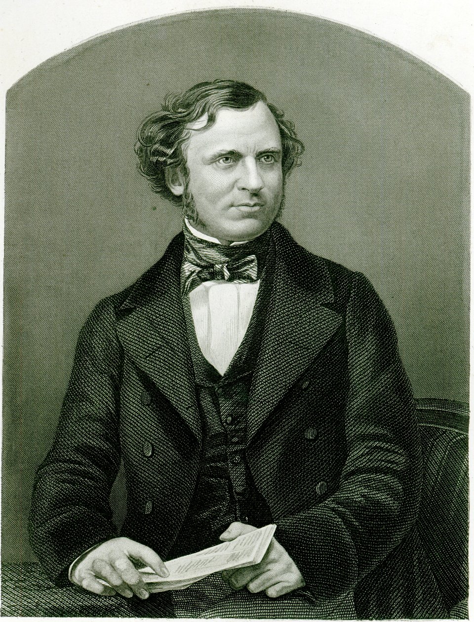 Edward Henry Smith Stanley, Lord Stanley, gravert av DJ Pound fra et fotografi, fra 'The Drawing-Room of Eminent Personages, Volume 2', publisert i London, 1860 av John Jabez Edwin Paisley Mayall