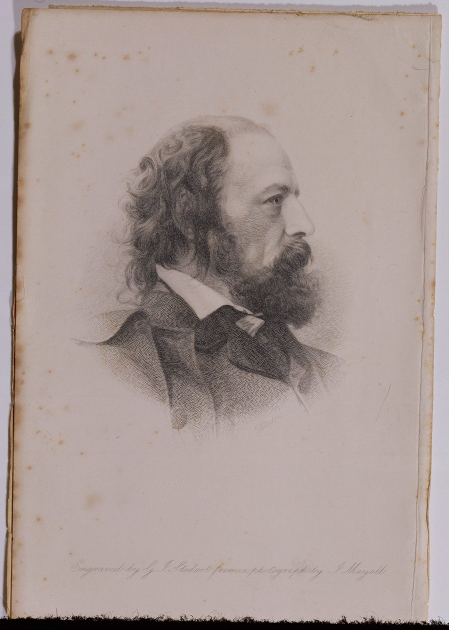 Portrett av Alfred, Lord Tennyson (1809-92) gravert av G.J.Stodart av John Jabez Edwin Paisley Mayall