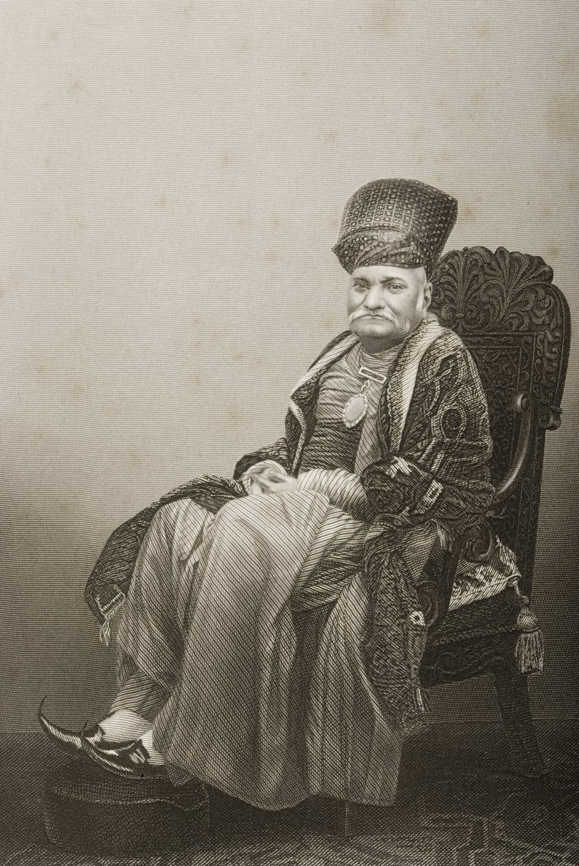 Sir Jamsetjee Jeejeebhoy (1783-1859) gravert av D.J. Pund fra et fotografi, fra 