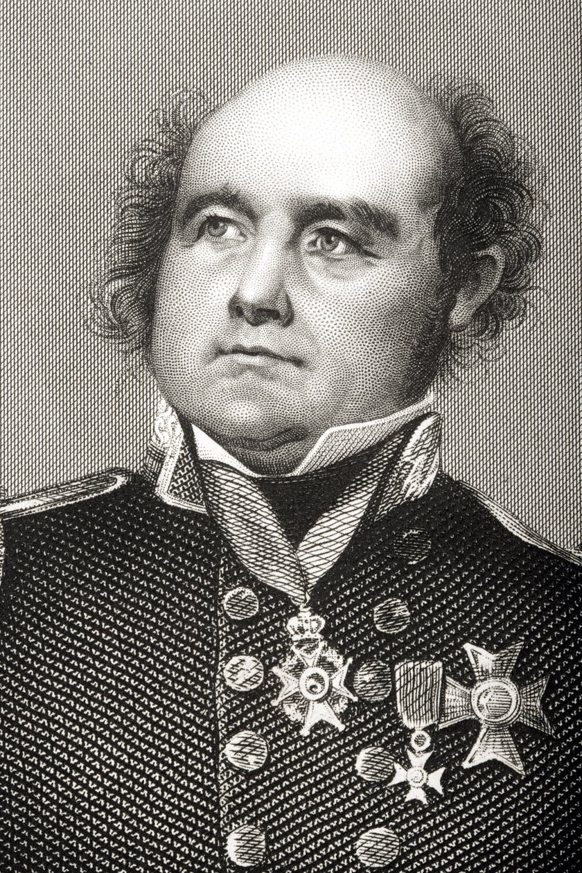Sir John Franklin (1786-1847) gravert av DJ Pound fra et fotografi, fra 'The Drawing-Room of Eminent Personages, Volume 2', publisert i London, 1860 (detalj av 266369) av John Jabez Edwin Paisley Mayall