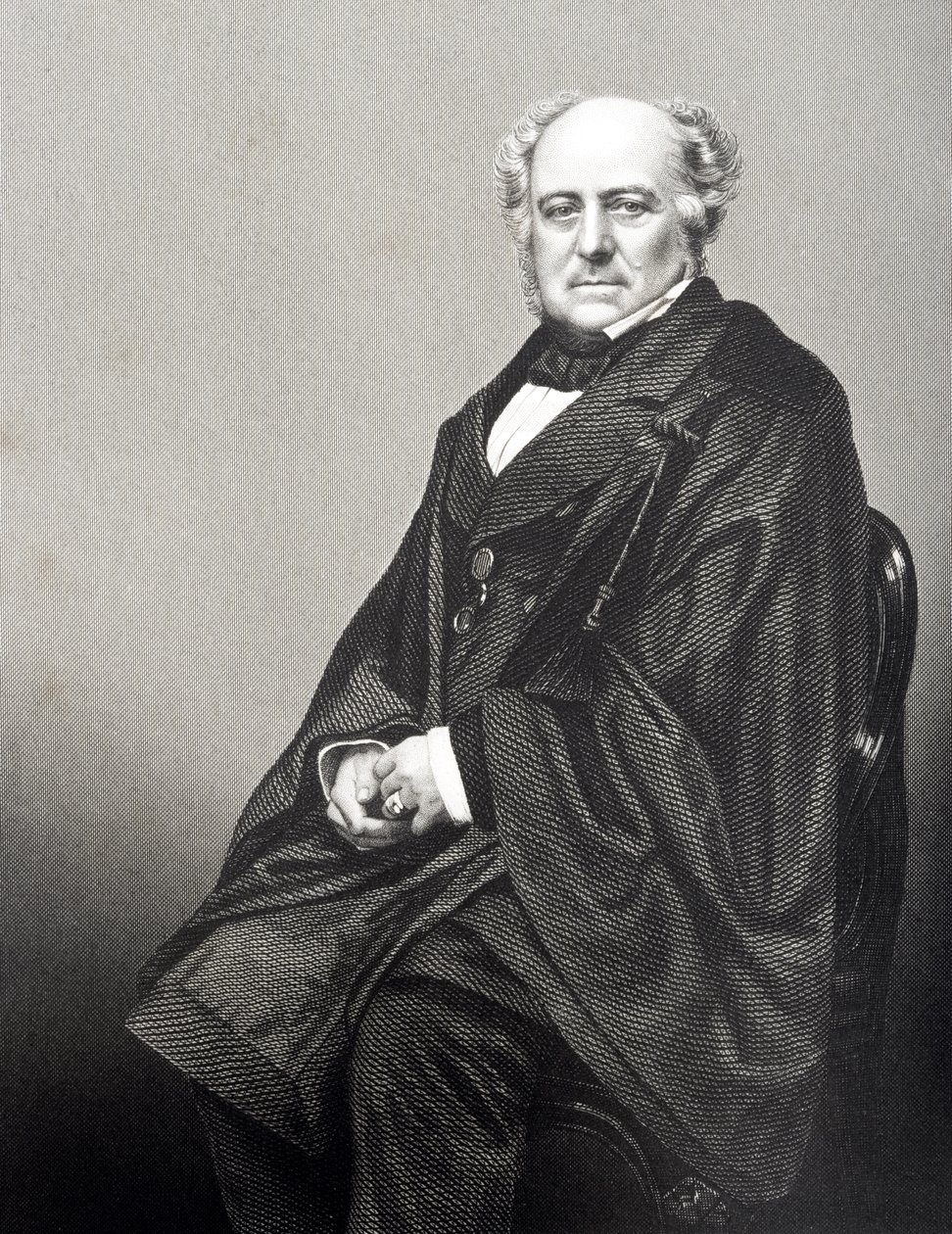 Sir Richard Bethell (1800-73) 1. baron Westbury, gravert av D.J. Pund fra et fotografi, fra 