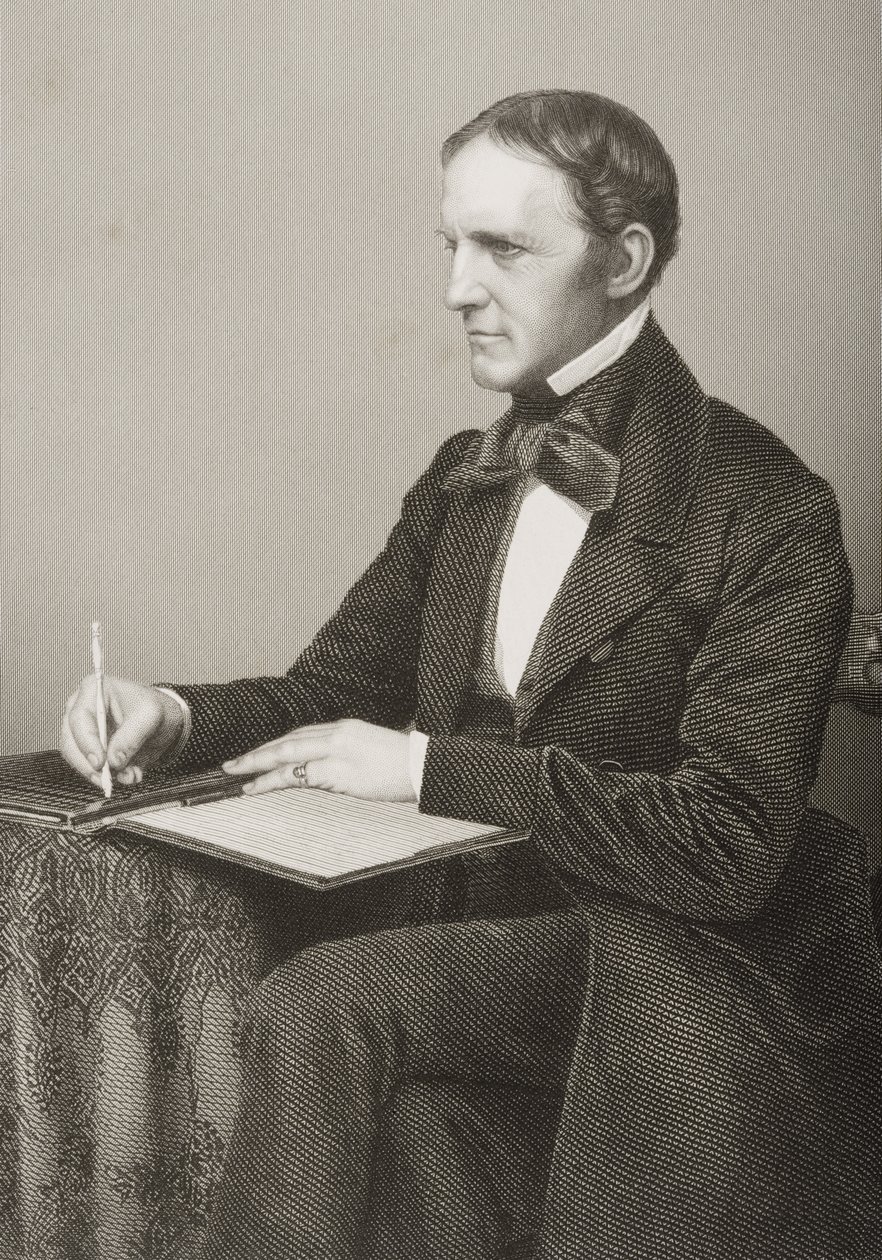 William Hickling Prescott (1796-1859) gravert av D.J. Pund fra et fotografi, fra 