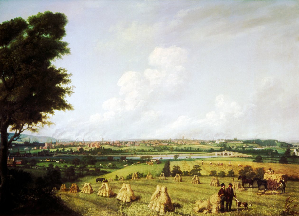 Utsikt over Preston fra Penwortham Mill, 1821 av John Jenkinson