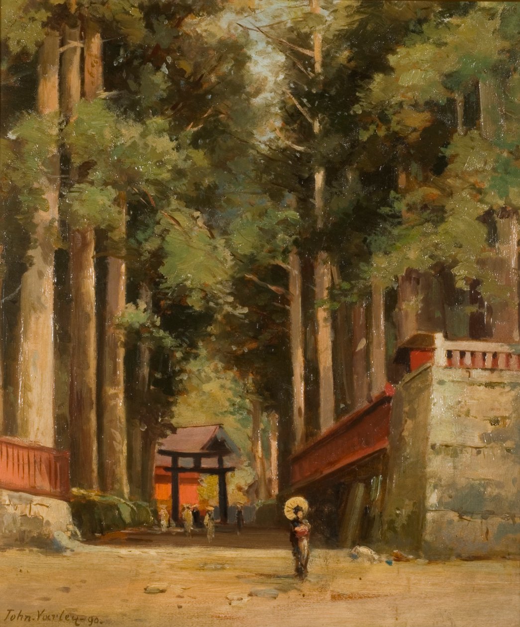 Avenue of Cryptomeria som fører til Temple of Fiaharajinshu, Nikko, Japan, 1890 av John Jnr. Varley