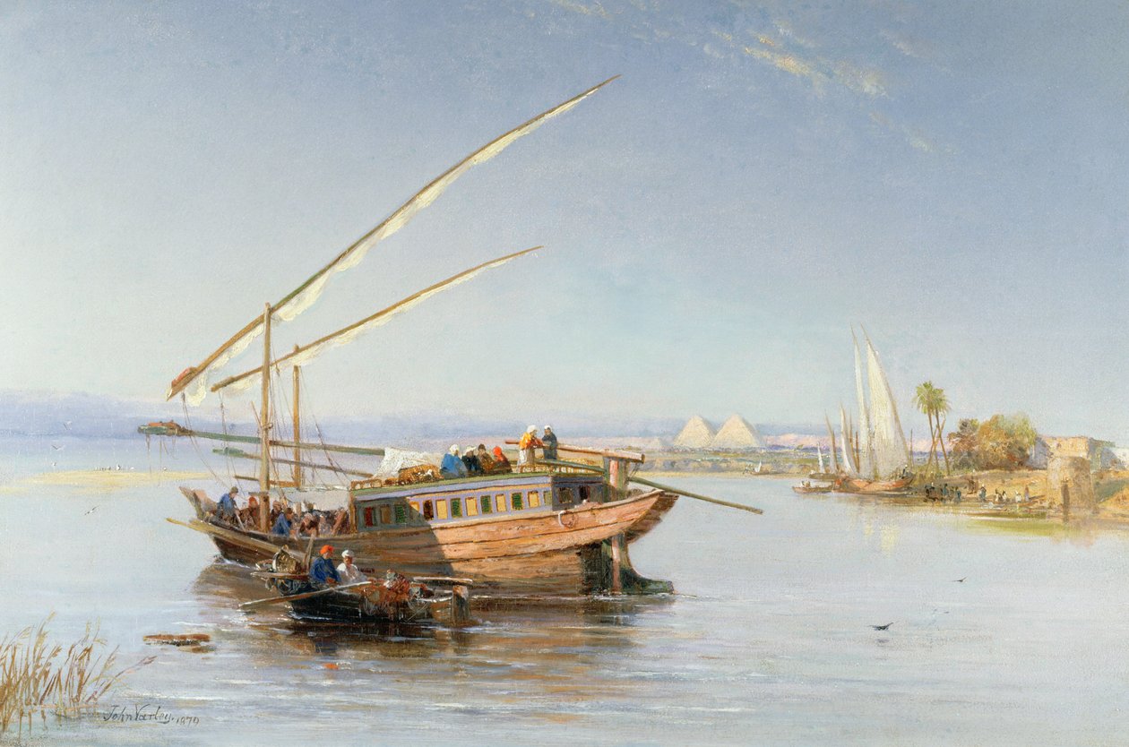 Feluccas ved Nilen, 1879 av John Jnr. Varley