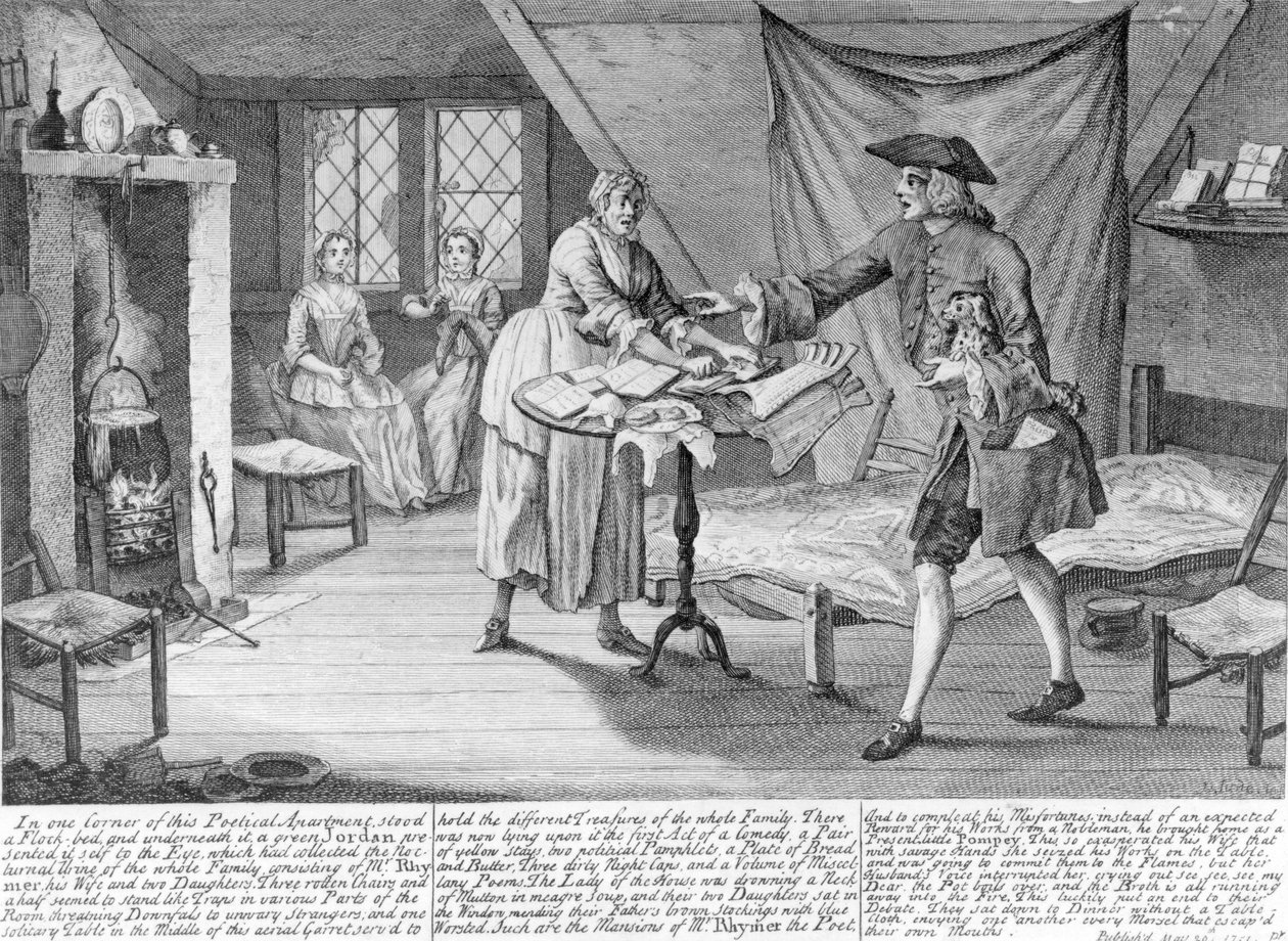 En beskrivelse av elendigheten til en garreteer-poet, 1751 av John June