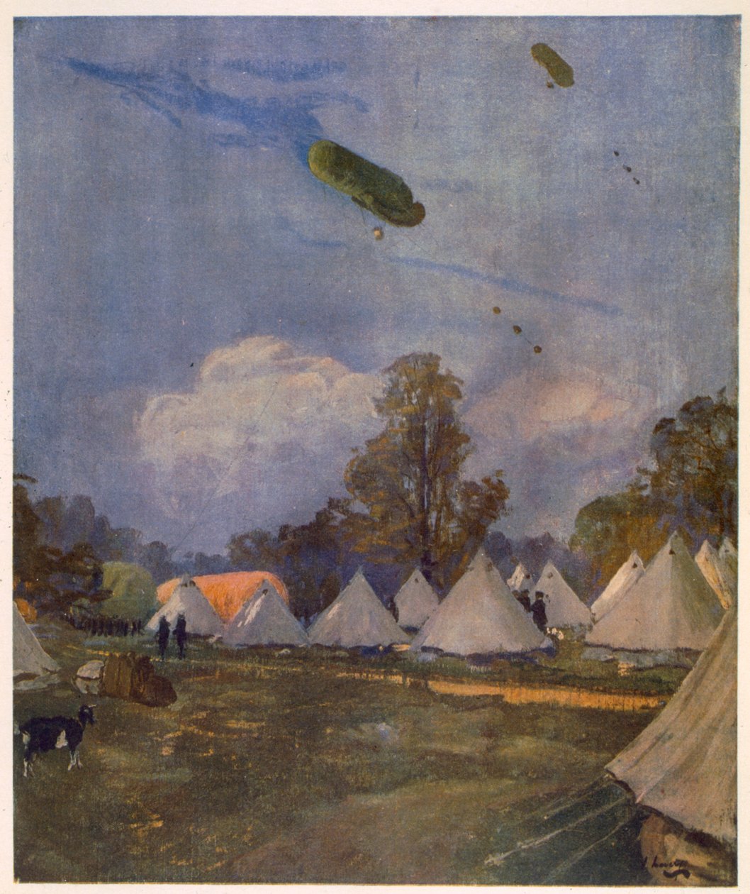 Drageballonger, Roehampton, 1915, fra britiske artister ved fronten, fortsettelse av vestfronten, 1918 av John Lavery