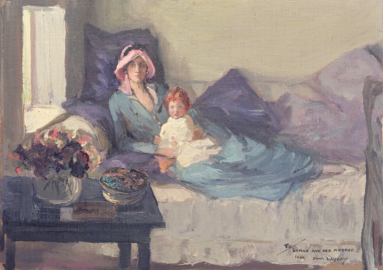 Fru Winston Churchill med datteren hennes, Sarah, etter 1914 av John Lavery