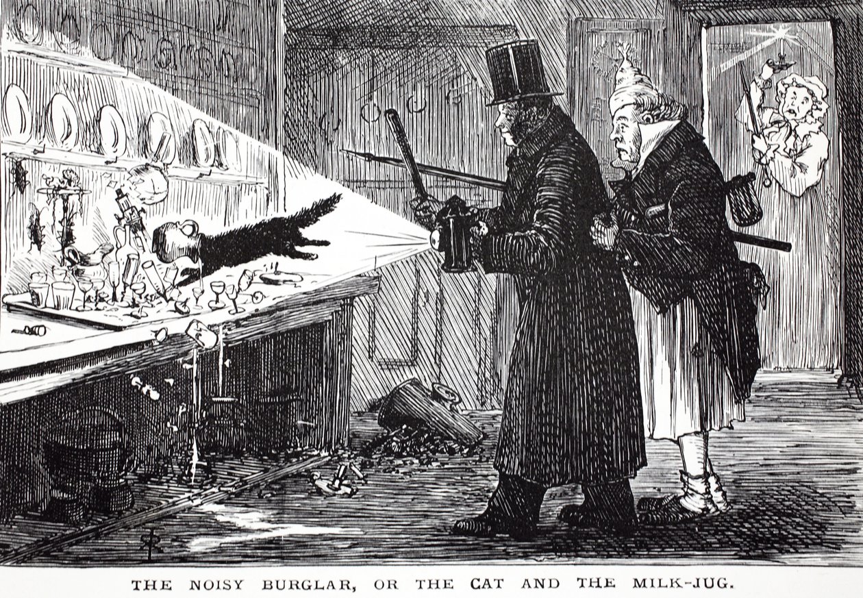 Den støyende innbruddstyven, eller katten og melkekannen av John Leech