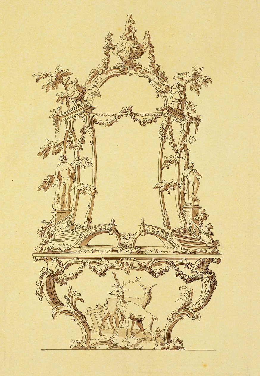 Design for et konsollbord (penn- og blekkvask) av John Linnell