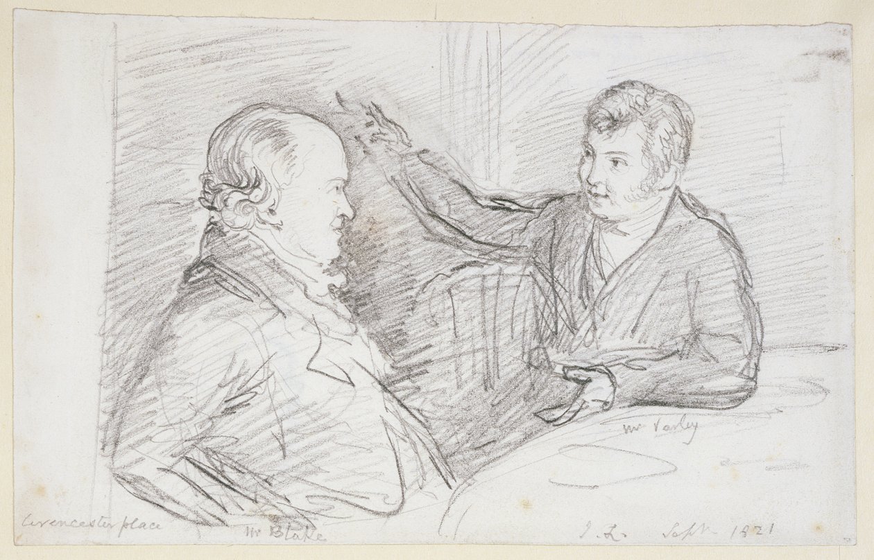 William Blake (1757-1827) i samtale med John Varley (1778-1842) september 1821 av John Linnell
