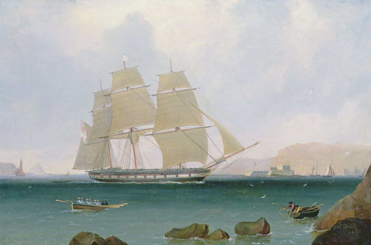 En rigget slup fra White Squadron utenfor Plymouth, 1835 av John Lynn