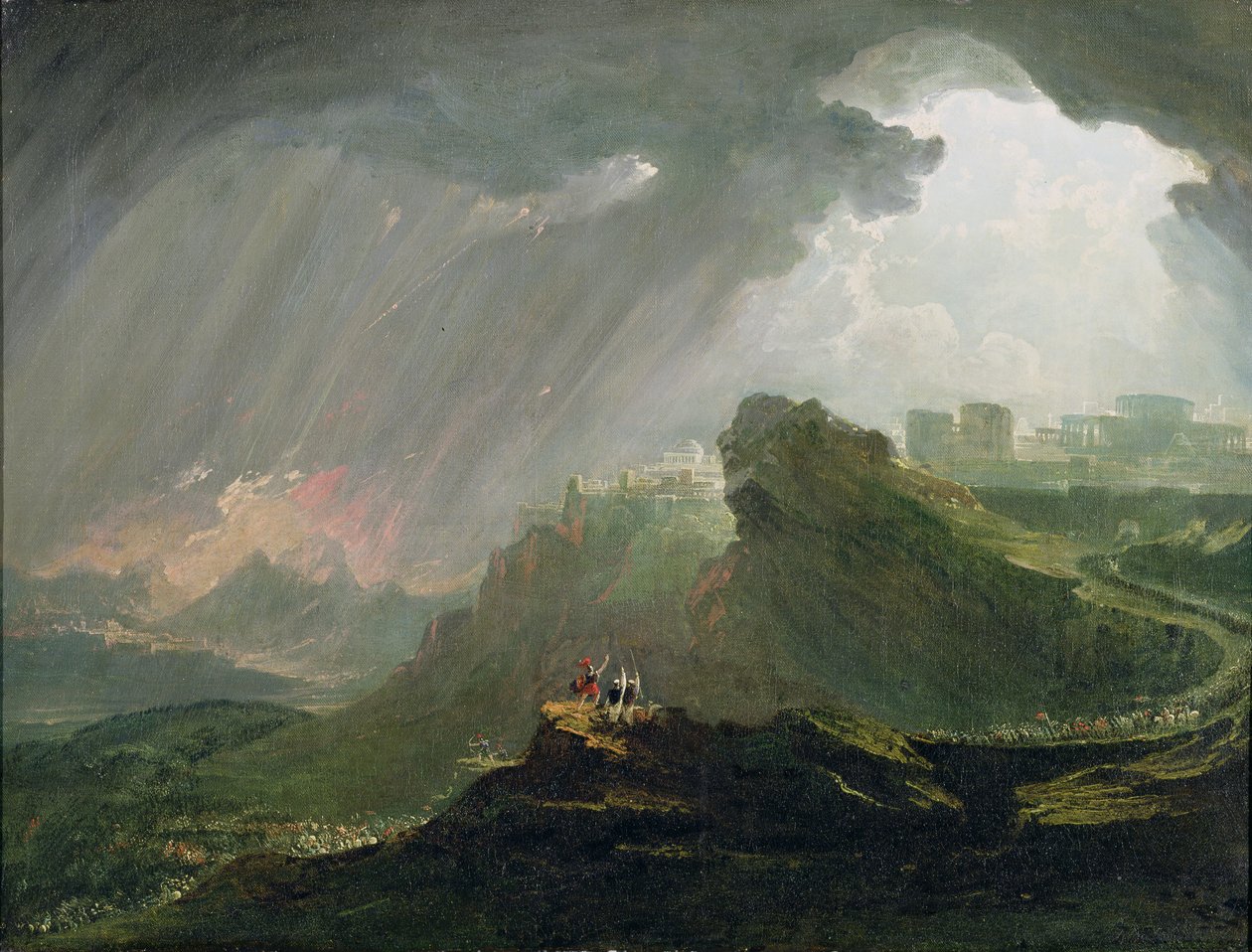 Joshua befalte solen å stå stille på Gibeon, ca. 1840 av John Martin