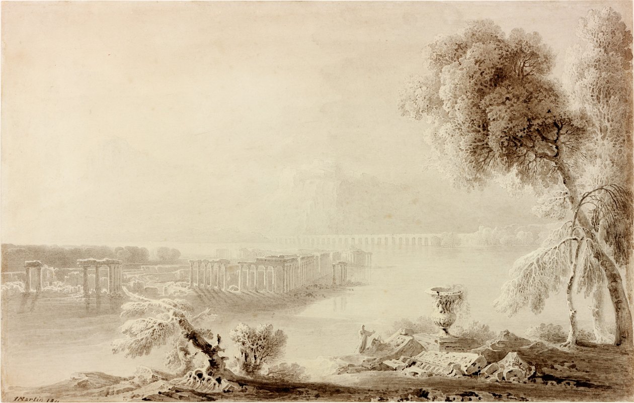 Landskap, klassisk komposisjon av John Martin