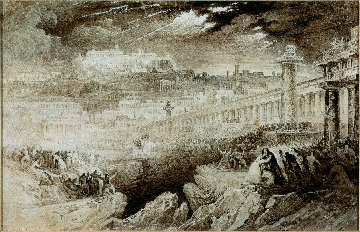 Marcus Curtius (blyant og toalett på papir) av John Martin