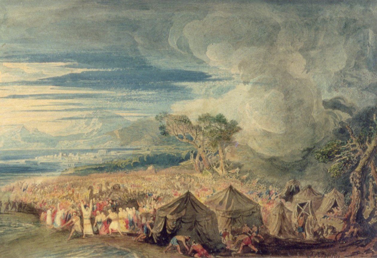Moses deler vannet i Rødehavet av John Martin