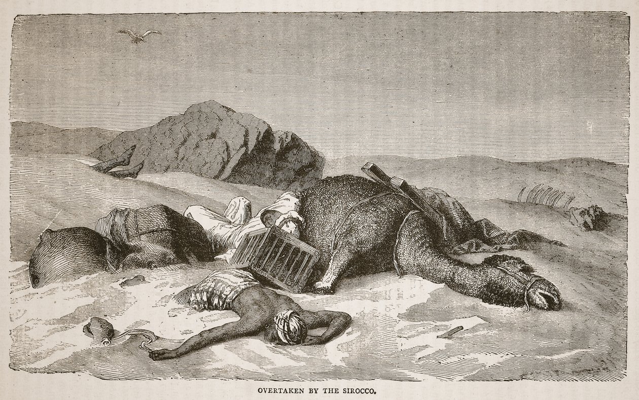 Overtatt av Sirocco, illustrasjon fra The Pictorial Edition of the Life and Discoveries of David Livingstone av J. Ewing Richie, pub. av A. Fullarton und Co., 1876 av John Martin