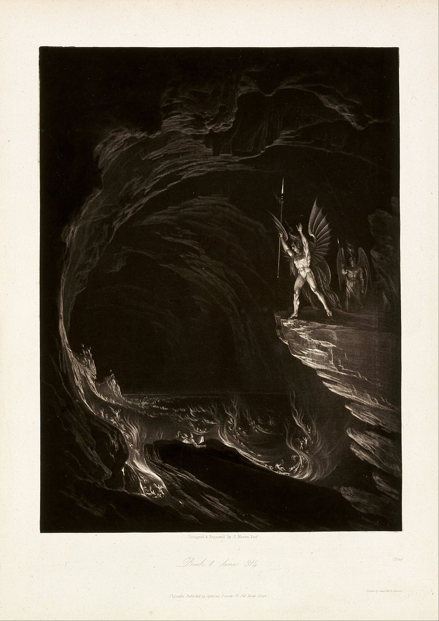 Satan vekker de falne engler, bok 1, linje 314, fra John Milton, Paradise Lost av John Martin
