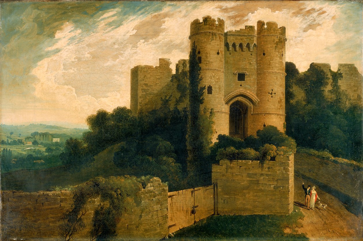 Utsikt over inngangen til Carisbrooke Castle, Isle of Wight, 1815 av John Martin