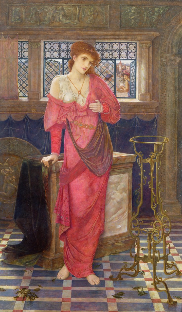 Isabella og potten med basilikum av John Melhuish Strudwick