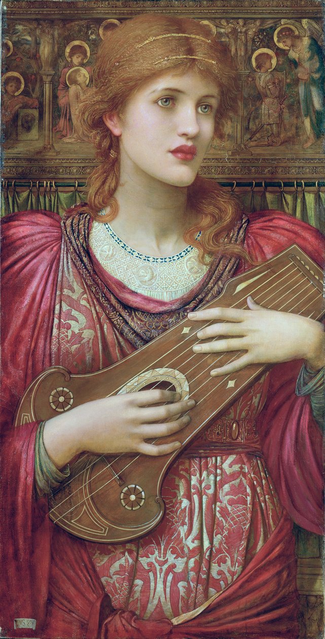 Musikken faller svakt, dør bort Dine kjære øyne drømmer om at kjærligheten vil leve for ja, 1893 av John Melhuish Strudwick