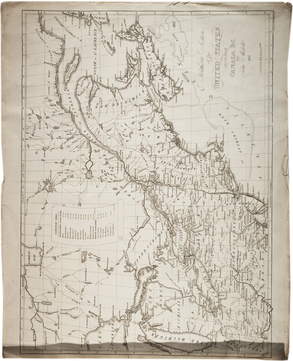 Kart over USA, 1816 av John Melish