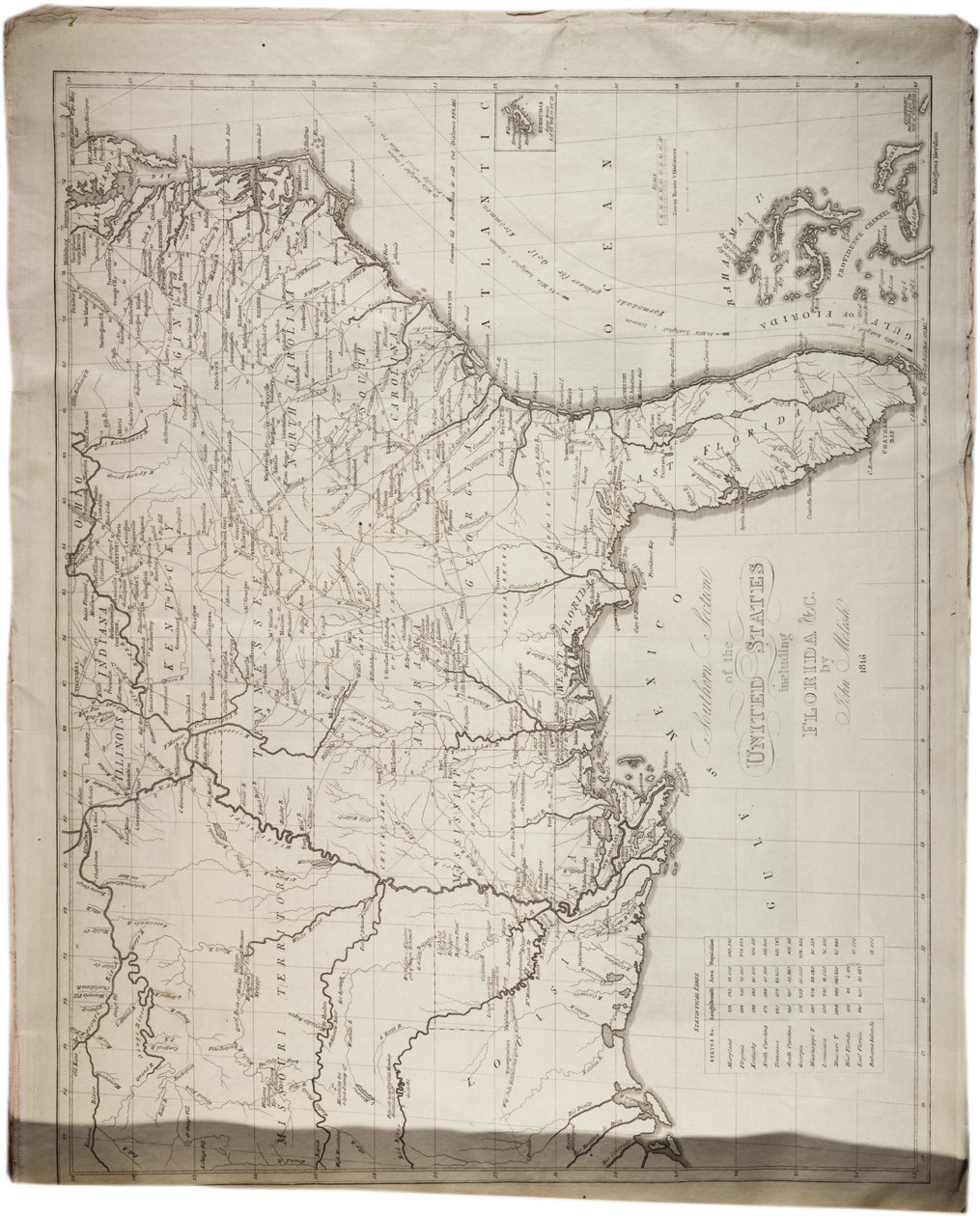 Kart over USA, 1816 av John Melish