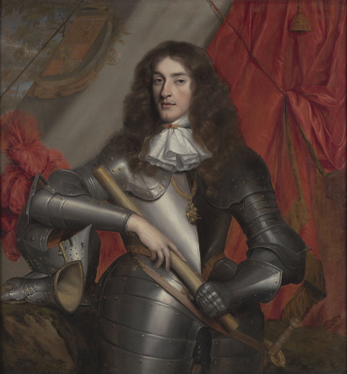 Portrett av kong James II og VII i rustning som hertugen av York (1633-1701) av John Michael Wright
