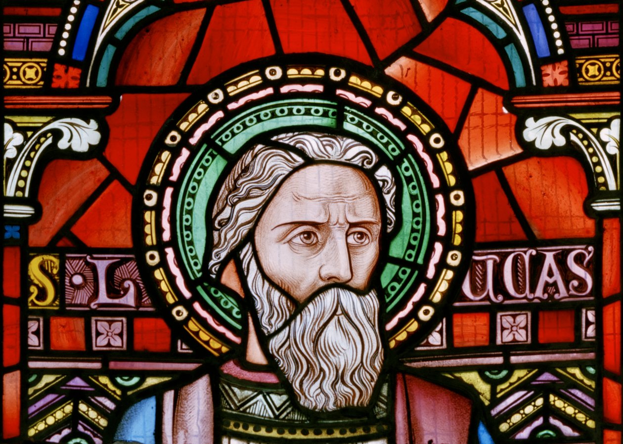 Crick, East Window-detalj, Lavers & Barraud, John Millner Allen (1827-1902), St Luke, 1863 av John Millner Allen