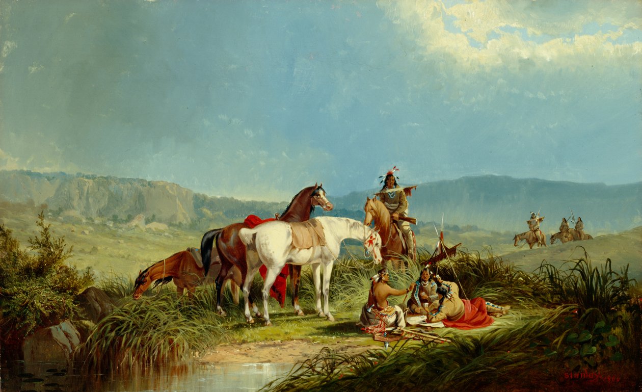 Indianere som spiller kort, 1866 av John Mix Stanley