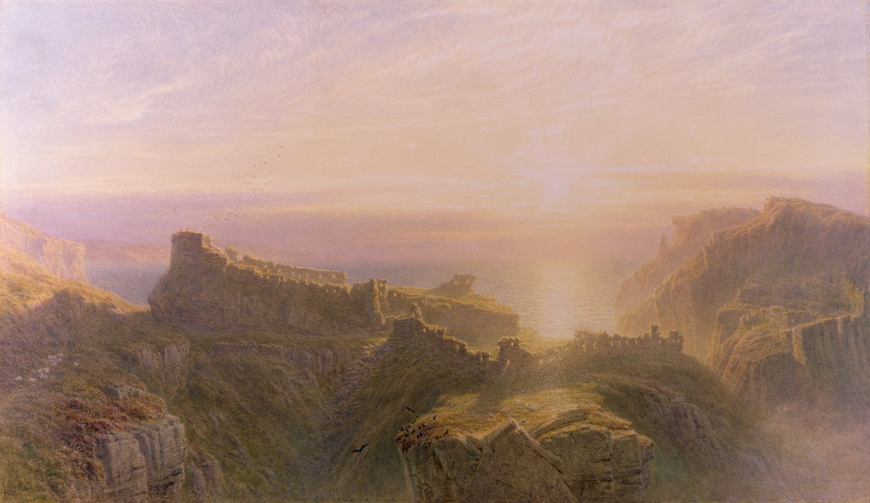 Solnedgang ved Tintagel, 1871 av John Mogford