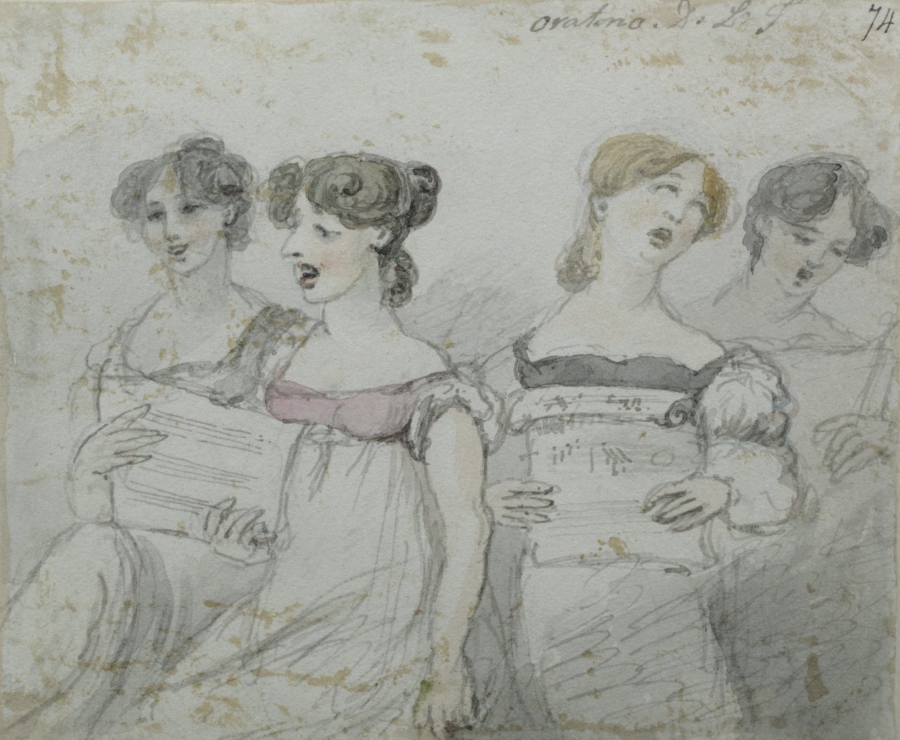 Oratorieforestilling på Drury Lane Theatre, del to av en triptyk, 1814 (wc og blekk) (se også 84543 og 84545) av John Nixon