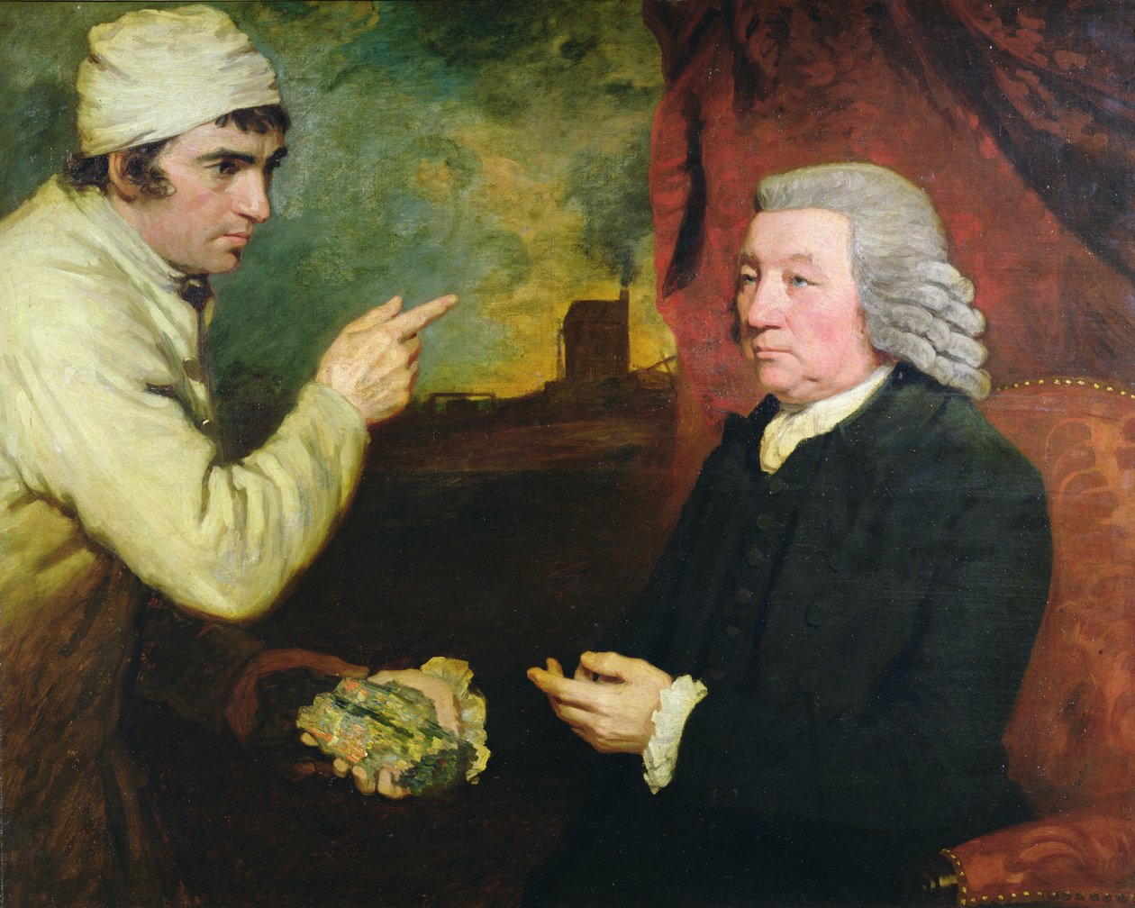 En gentleman og en gruvearbeider med et eksemplar av kobbermalm av John Opie