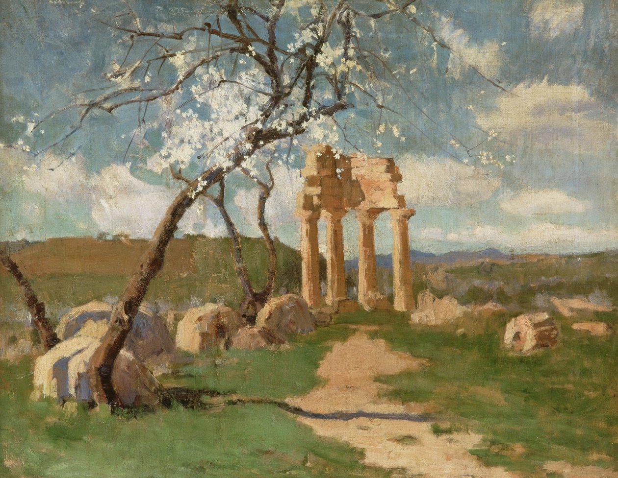 Mandeltrær og ruiner, Sicilia, ca. 1887 av John Russell