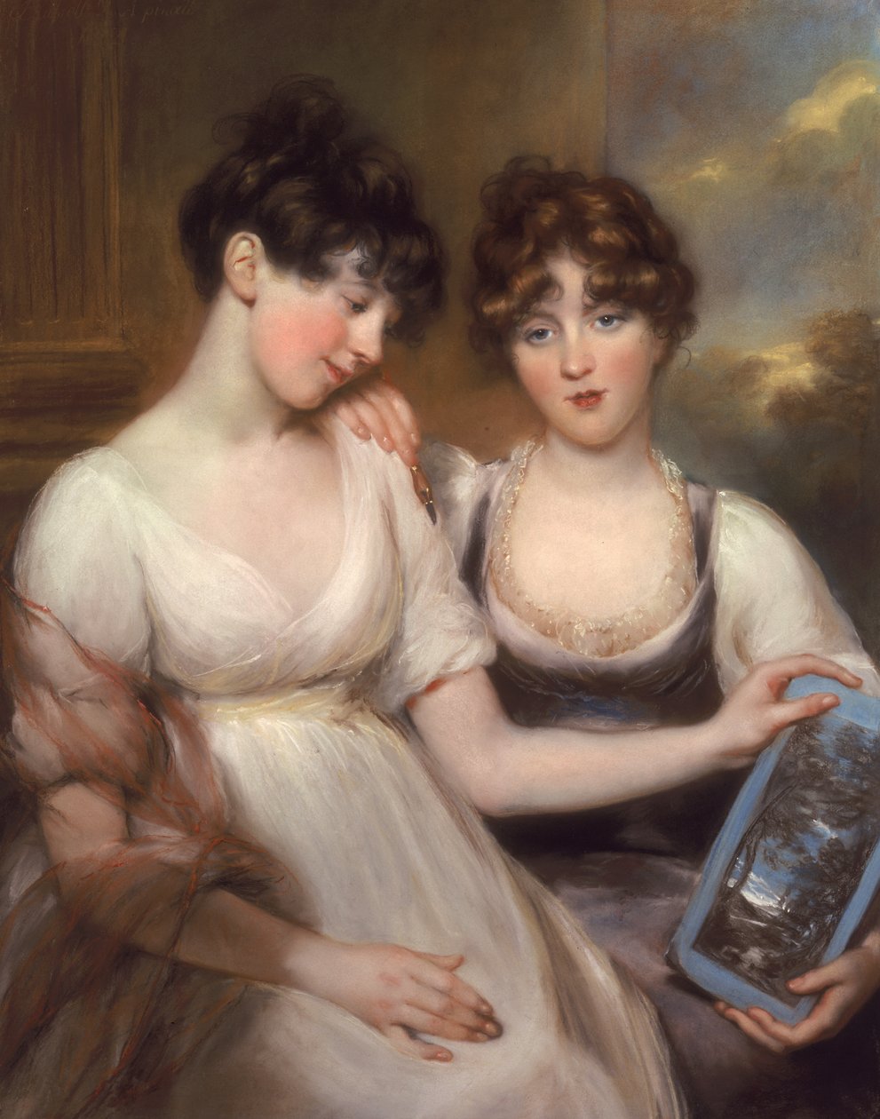 Portrett av Anne og Maria Russell, 1804 (farget kritt og pastell) av John Russell