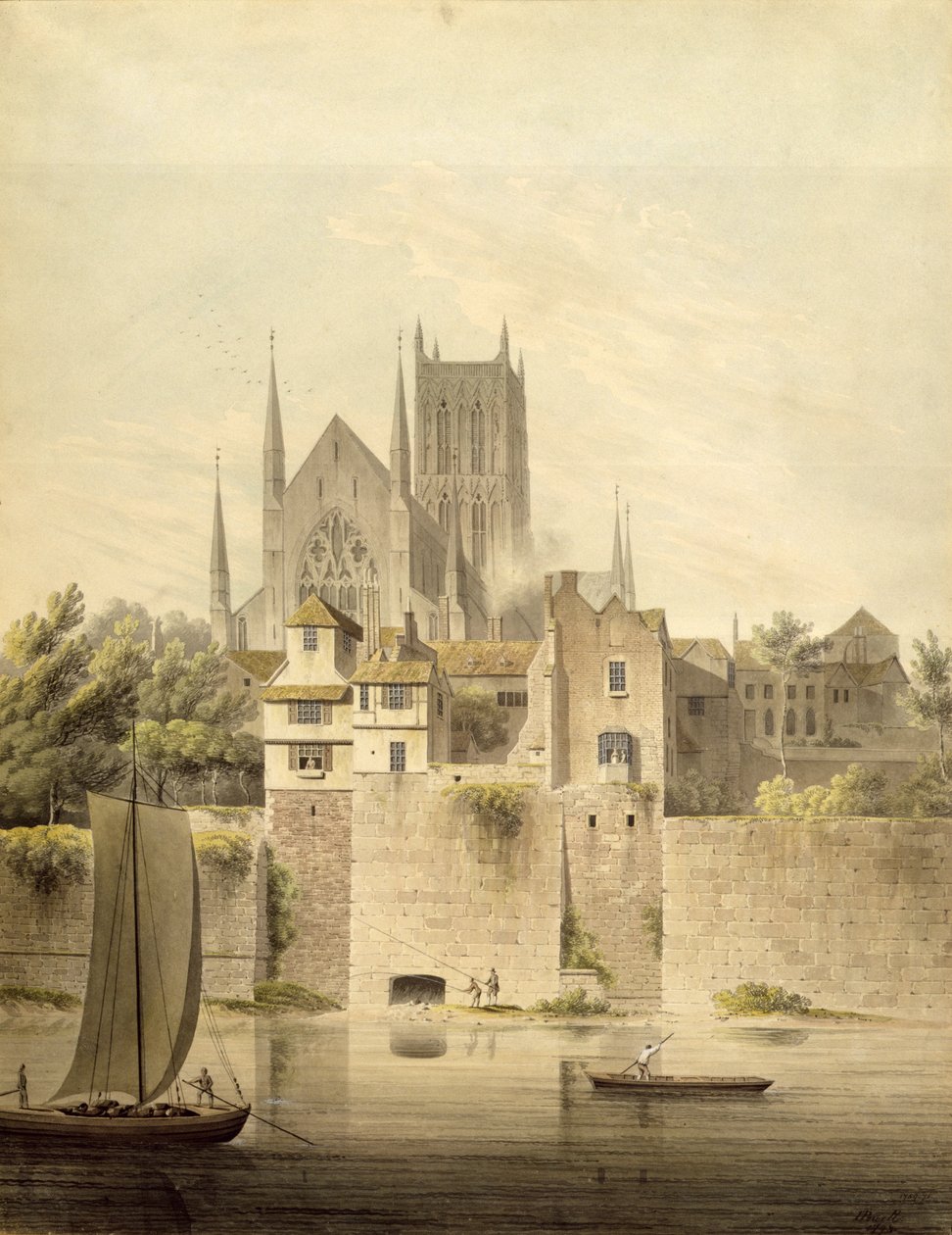 West View of Worcester Cathedral, 1798 av John Powell