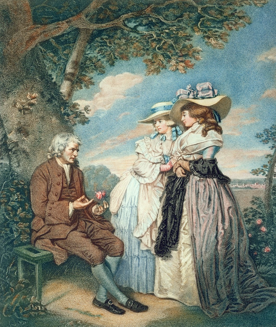 The Moralist, 1787 (håndfarget stiplegravering) av John Raphael Smith